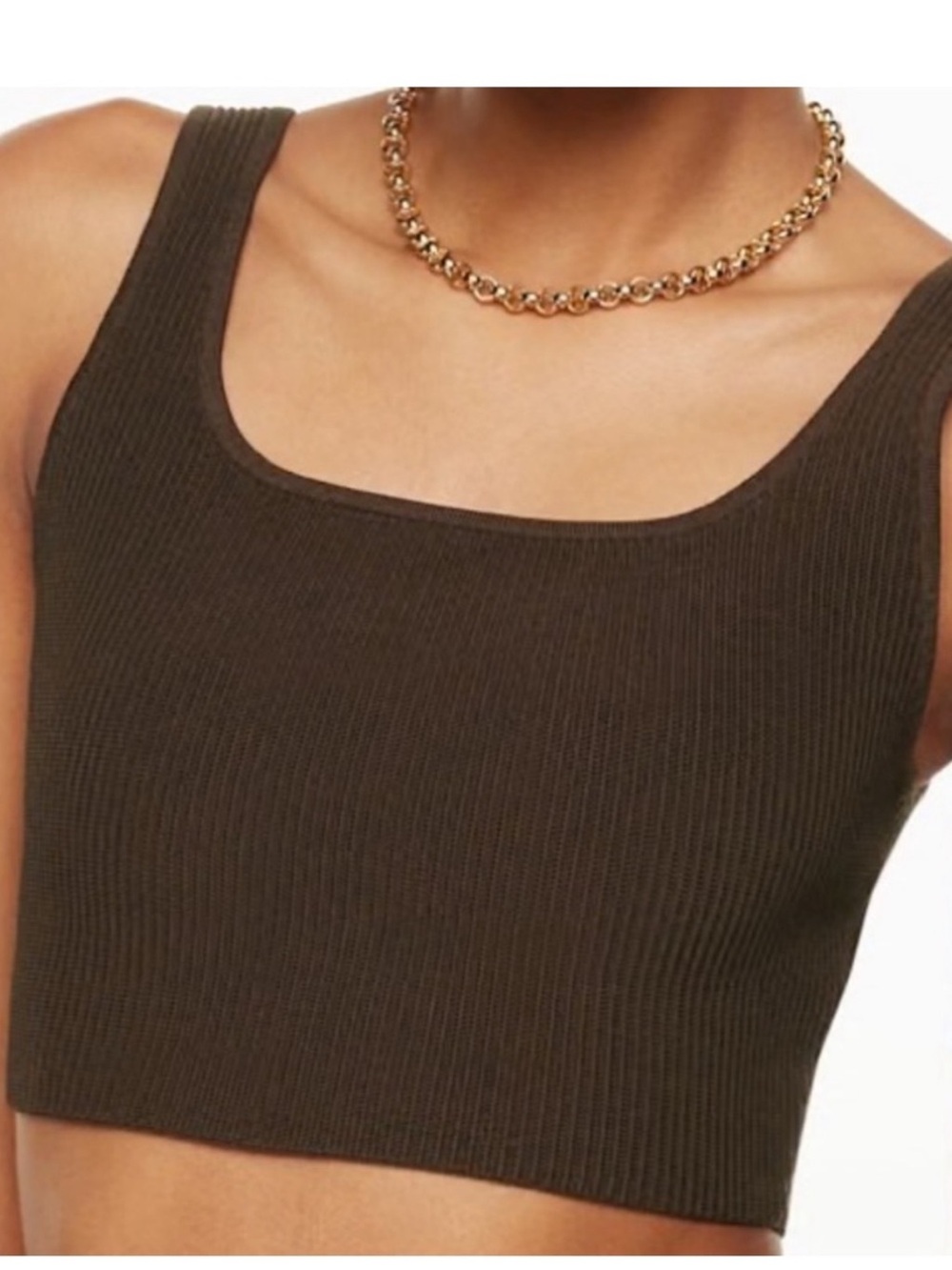 Aritzia Babaton Sculpt Knit
Squareneck Cropped Tank Brown
Rib Minimalist-XS